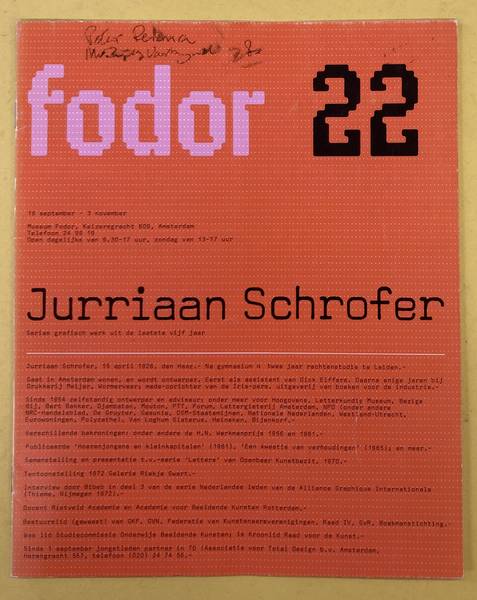 SM 1974: & SCHROFER, JURRIAAN. - Fodor 22. Jurriaan Schrofer. Series grafisch werk uit de laatste vijf jaar.