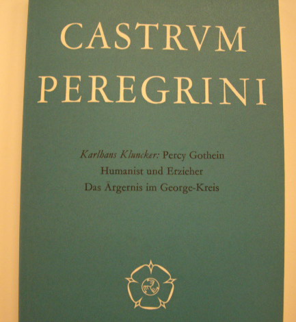 KLUNCKER, KARLHANS. - Percy Gothein. Humanist und Erzieher. Das rgernis im George-Kreis. Castrum Peregrini, 35. Jahrgang, Heft CLXXI-CLXXII.  + Castrum Peregrini Inhaltder hefte 161 - 170. Jahrgnge 1984 und 1985.